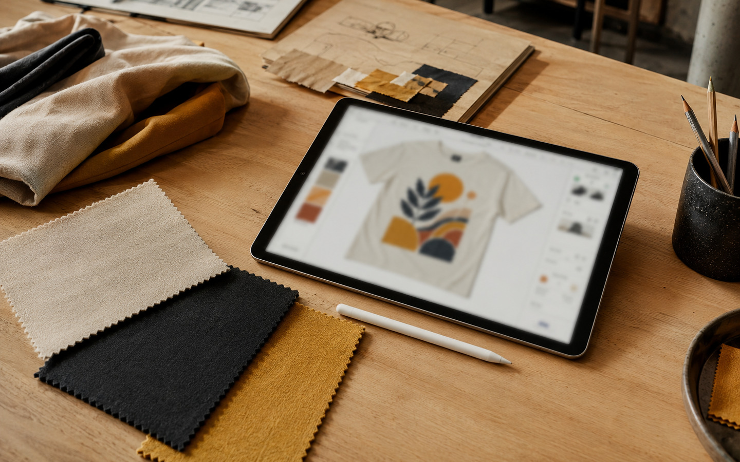 Prévia da arte de estampa aprovada em tablet