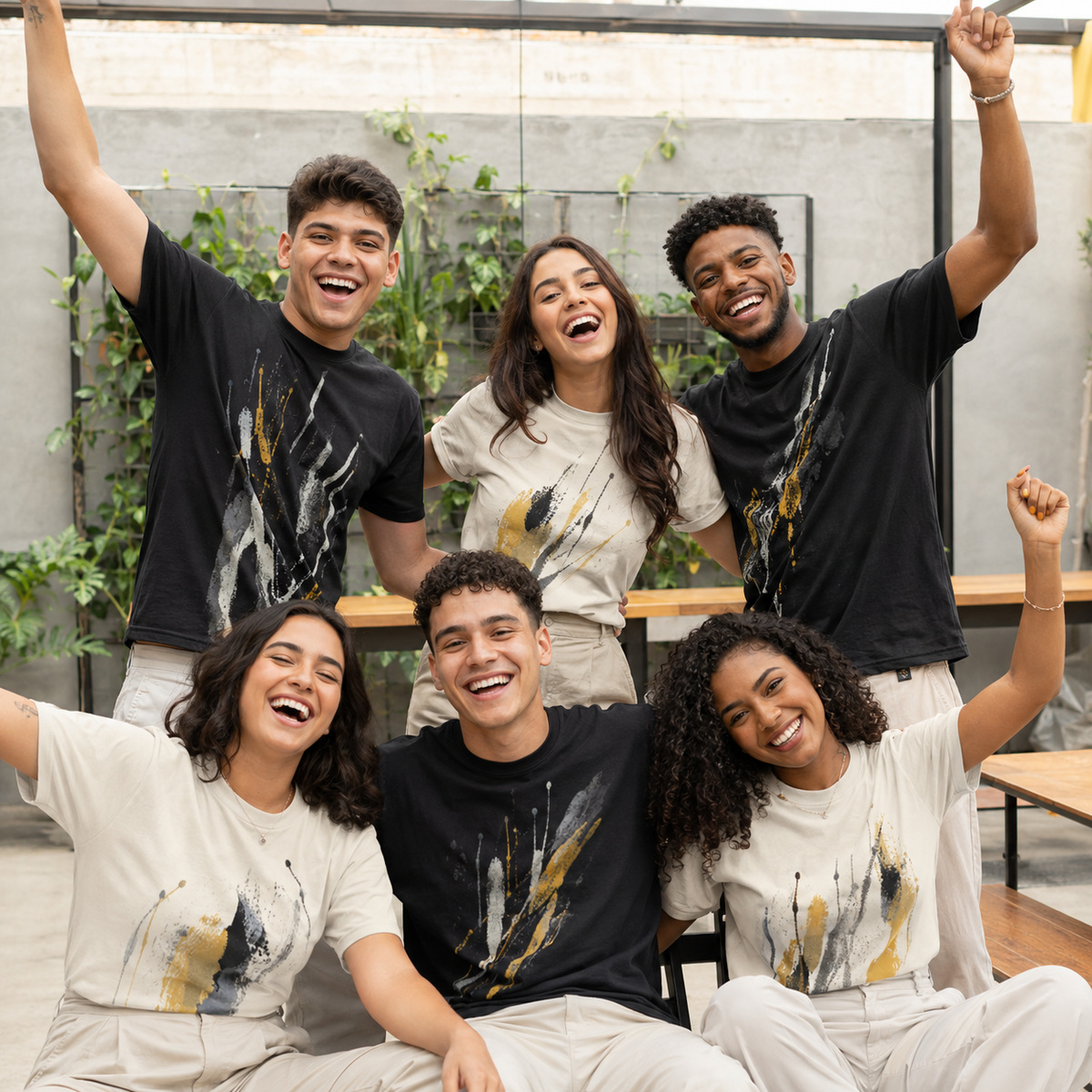 Formandos com camisetas de turma personalizadas