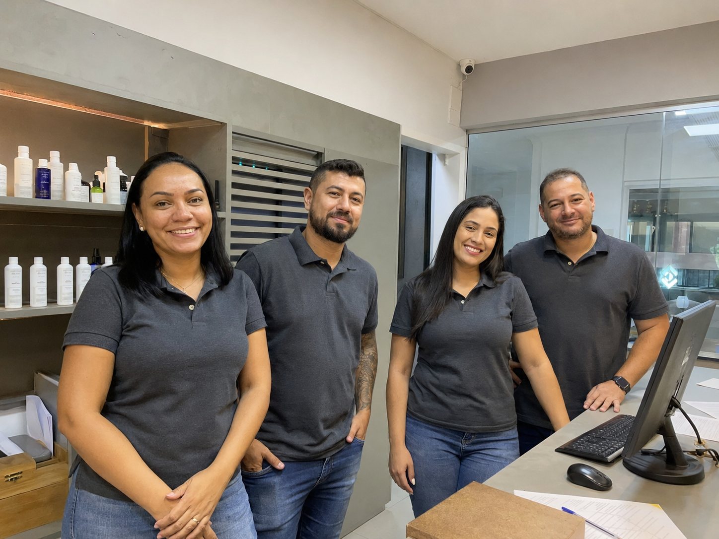 Equipe de empresa com camisetas personalizadas